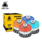 DELUN 75 mm raspall de filferro de copa nuada d'alta qualitat